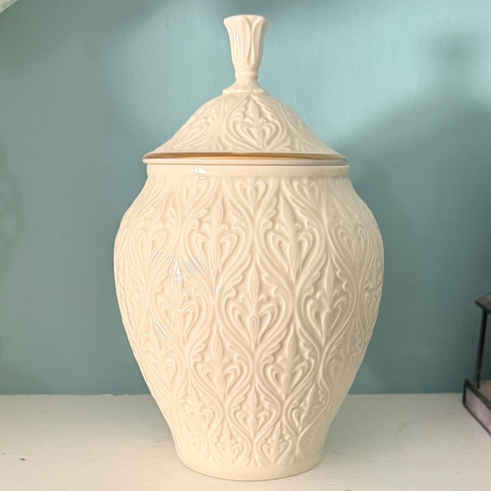 Lenox Kismet Collection- Elegant Ceramic Jar with Lid with 24k Gold Accents